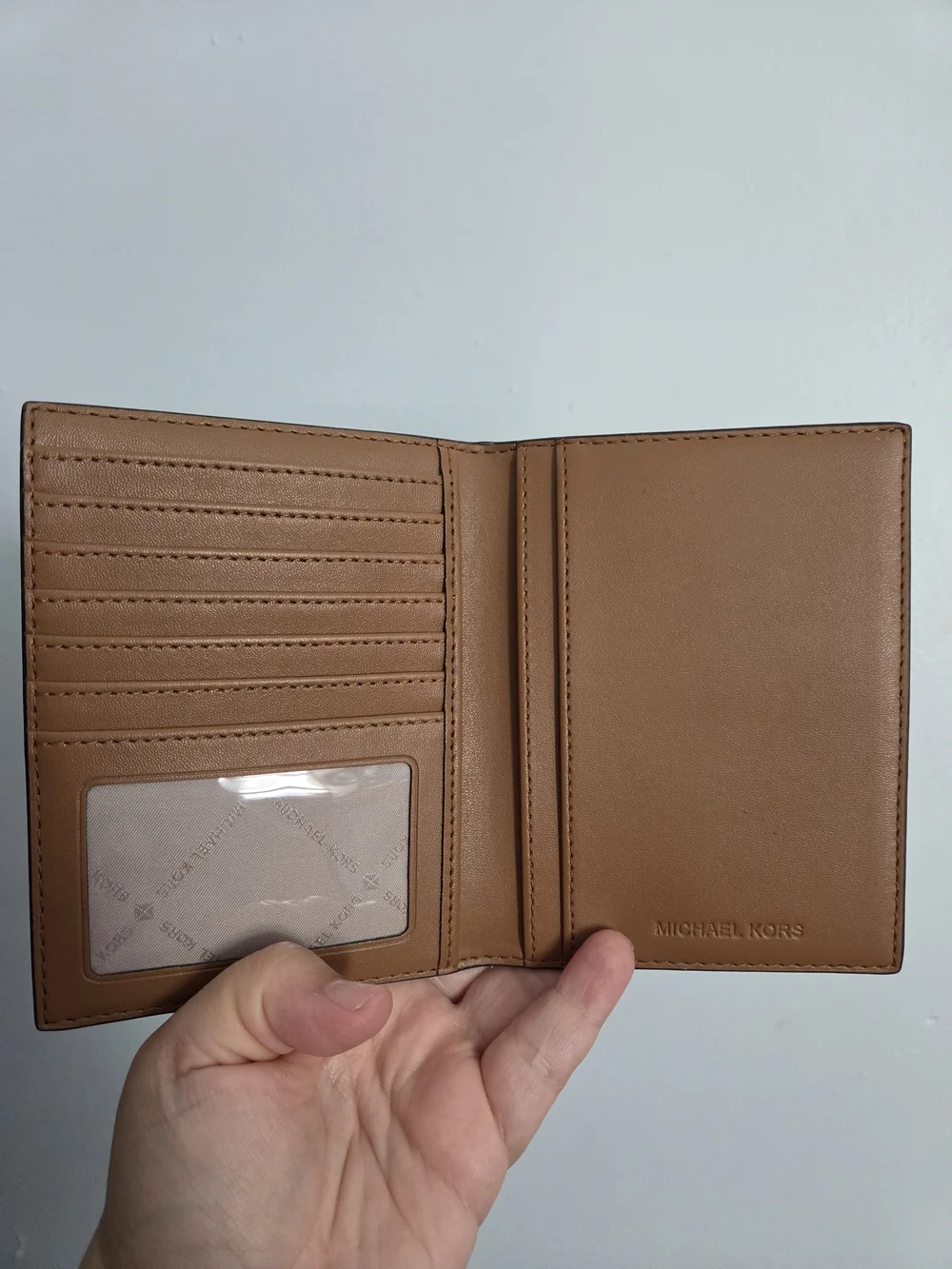 Michael Kors Brown Monogram Card & Passport Cover with Gold Logo